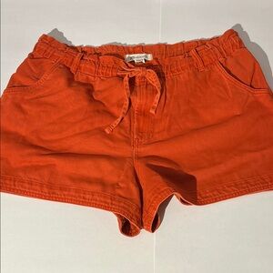 Madewell Tie-Waist Shorts in Garment Dye Airy Denim Edition Orange XL NEW summer